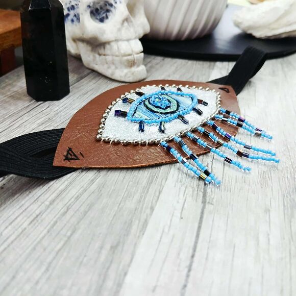 Embroidery Evil Eye, Eye Patch, Adjustable Vision Ocular Costume Accessory - Picture 4 of 6